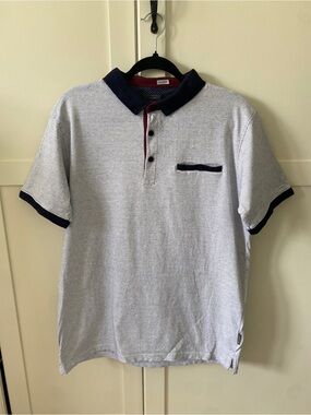 Peter Werth London Casual Men's White Polo with Navy Trim